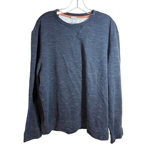 Haggar Men's Long Sleeve Crew Neck Textured Pullover Shirt Large Blue Heather